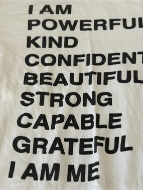 Anine Bing White Graphic Tee with Black Empowerment Text